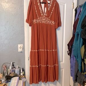 Baltic Born Peasant Dress in Rust